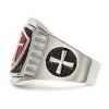 Black Bow Jewelry Men's 19mm Stainless Steel Red Enamel Cross Shield Tapered Ring - 3 of 4