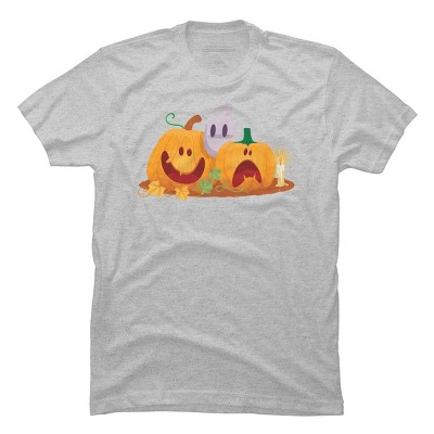 Men's Design By Humans Halloween Cartoon Pumpkins And Ghost By VectorVillain T-Shirt