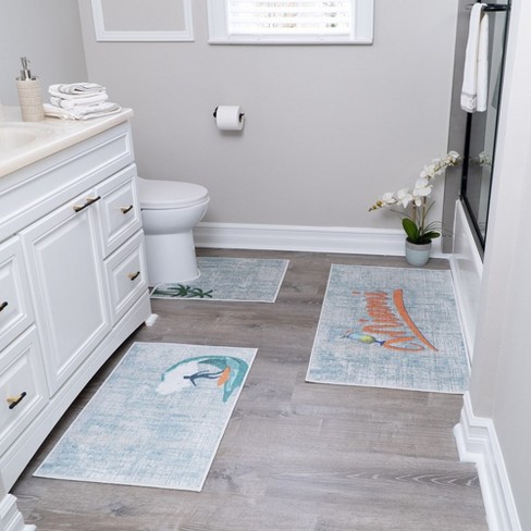 Bathroom Rugs 3 Piece Set - Non-Slip Ultra Thin Bath Rugs for Bathroom Floor[Miami]