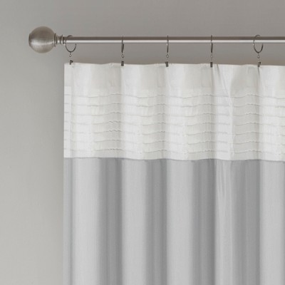 Gray Faux Silk Pintuck Light-Filtering Curtain Panel