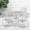 Flash Furniture Oia Commercial Grade 35.5" Square Light Gray Indoor-Outdoor Steel Patio Table Set with 4 Square Back Chairs - 2 of 4