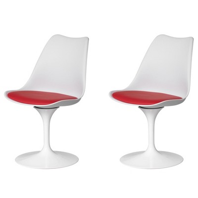 Fabulaxe Mid-Century Modern Swivel Tulip Side Chair with Comfortable Cushioned Seat, White Polypropylene Accent Side Chair