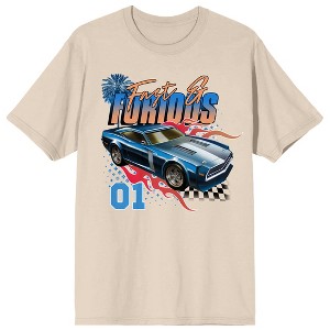 Fast & Furious Gradient Logo With Car Crew Neck Short Sleeve Natural Women's T-shirt - 1 of 3