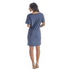 24seven Comfort Apparel Solid Color Loose Fit V Neck T Shirt Style Womens Knee Length Dress - 3 of 4