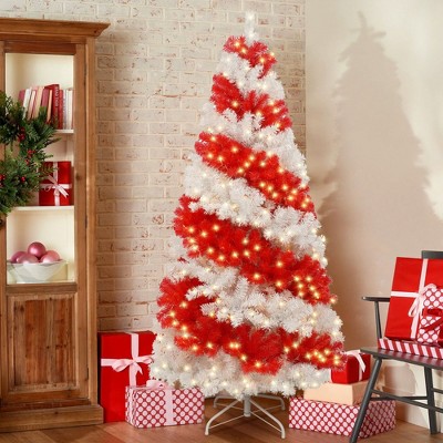 NicBex 6ft Prelit Artificial Christmas Tree with 900 Branch Tips and 300 LED Lights for Decorations, White