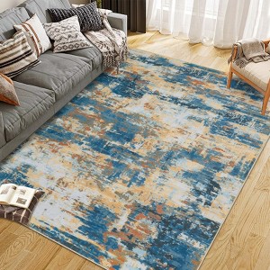 Area Rug Living Room Rug: Washable Modern Abstract Soft Thin Rug Indoor Floor No Slip Stain Resistant Carpet for Bedroom - 1 of 4