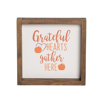 C&F Home Grateful Hearts Wooden Thanksgiving Sitter Table Decoration