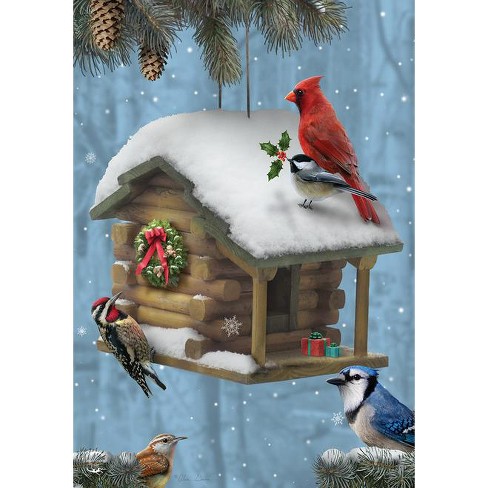 Festive Feathered Friends Christmas House Flag Birds 28