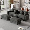 Merax Chenille Sectional Sofa with 2 Removable Ottomans, USB Ports, Cup Holders & Hidden Storage - 2 of 4