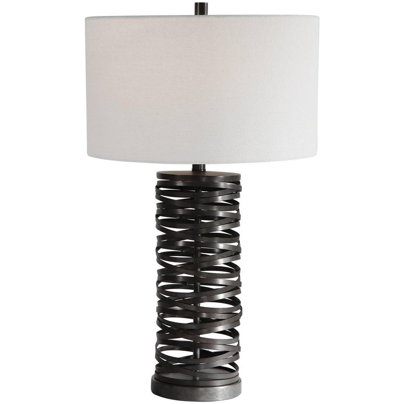 Uttermost Alita Aged Rust Black Metal Cylindrical Table Lamp, 1 of 2
