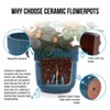 KTMBDW Ceramic Plant Pots, Planter Pot with Drainage Hole, Flower Pots for Indoor Outdoor Plants, Set of 3 - 3 of 4