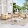 Christopher Knight Home Maciej 3 Piece Outdoor Rustic Acacia Wood and Rattan Seating Set - 2 of 4