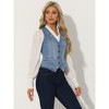 INSPIRE CHIC Women's Denim Sleeveless Collarless Washed Distressed Jean Vest - 4 of 4