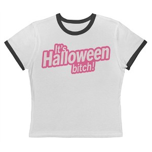 Rerun Island Women Its Halloween Bitch Short Sleeve Graphic Cotton Retro Vintage Ranger Baby Tee - 1 of 4