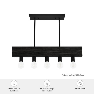 Black Iron and Ash 5-Light Linear Chandelier