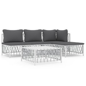 vidaXL 5-Piece Patio Lounge Set with Cushions - Outdoor Furniture in White Steel with Versatile, Modular Design, Powder-Coated Frame - 1 of 4