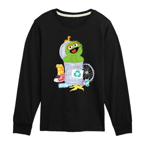 Boys' - Sesame Street - Oscar Can Graphic Long Sleeve Graphic T-Shirt - 1 of 3