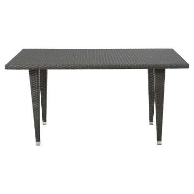 Dominica Rectangle Wicker Table - Gray - Christopher Knight Home: Seating for 8, Polyethylene Craftsmanship