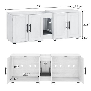 Cat Litter Box Enclosure for 2 Cats, Furniture with Double Room,Hidden Double Litter Box Enclosure Furniture, - 1 of 4
