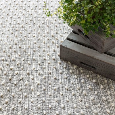 Gray and Ivory Synthetic Flat Woven Handmade Rug 2' x 3'