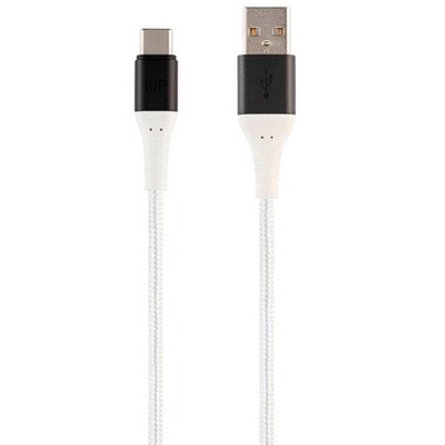 Monoprice USB 2.0 Type C to Type A Charge and Sync Cable - 3 Feet - White | Durable, Kevlar-Reinforced Nylon-Braid - AtlasFlex Series