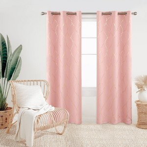 Deconovo Gold Line 52 Width Curtain Panel Pair (2 Panel) - 1 of 4