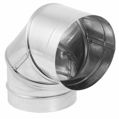 DuraVent DuraBlack 8-Inch Diameter Stainless Steel Single Wall Wood Burning Stove 90 Degree Elbow Pipe Connector to Vent Smoke and Exhaust, Silver