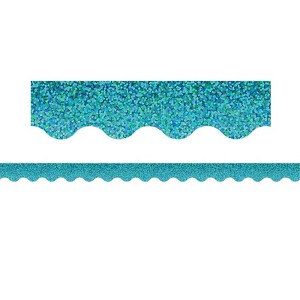 Teacher Created Resources Teal Sparkle Scalloped Border Trim, 35 Feet (Pack of 6) - 1 of 1