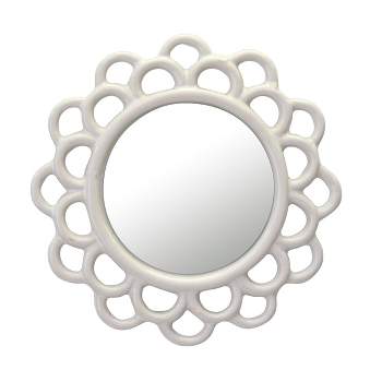9" Decorative Round Floral Ceramic Wall Hanging Mirror - Stonebriar Collection