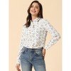Allegra K Women's Point Collar Long Button Sleeve Button Down Floral Shirt - 2 of 4