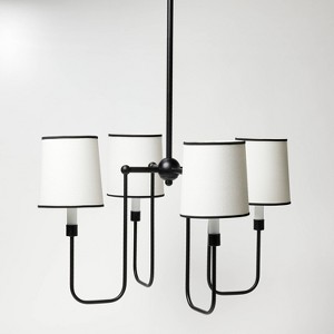 4-Arm Chandelier with Trim Shades Black - Threshold™ designed with Studio McGee: Polyester/Cotton, Metal Body, UL Listed - 1 of 4