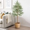 Artificial Olive Tree Indoor 7FT(83'') Faux Olive Tree Home Decor Living Room Fake Tree with Lifelike Fruits and Leaves with Real Hay Water Proof - 2 of 4