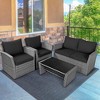 Tangkula 4PCS Patio Rattan Conversation Set Outdoor Furniture Set w/ Black Cushions - 4 of 4