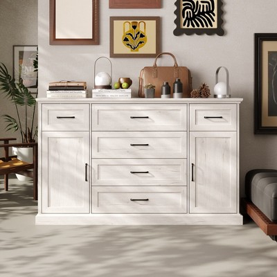 FUFU&GAGA Classical Design Grey Horizontal Dresser with Various Storage Spaces, Creating an Elegant Home Atmosphere