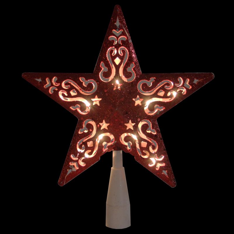 Northlight 8.5" Red Glitter 5 Point Star Cut-Out Christmas Tree Topper - Clear Lights, 2 of 4