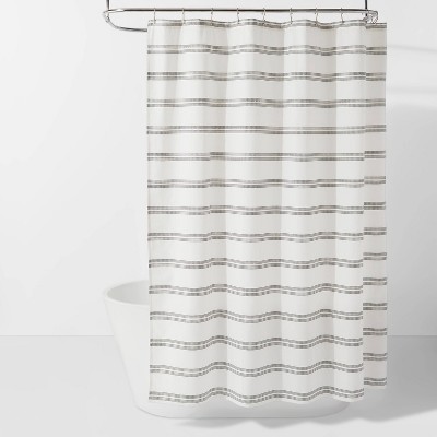 Textured Striped Shower Curtain Black/White - Threshold™