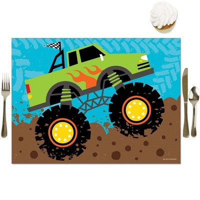 Big Dot of Happiness Smash and Crash - Monster Truck - Party Table Decorations - Boy Birthday Party Placemats - Set of 16