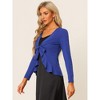INSPIRE CHIC Women's Tie Front Long Sleeve Crop Ruffle Knit Cardigan Sweaters - 3 of 4
