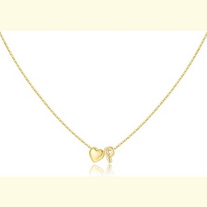 Heart Initial Necklace 14K Gold Plated Christmas Stocking Stuffer for Teens P - 1 of 4