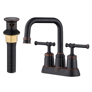CASAINC 4 in. Centerset Double Handle 2 holes Bathroom Sink Faucet Lavatory Faucet with Stainless steel Drain in Brushed Nickel - 1 of 1