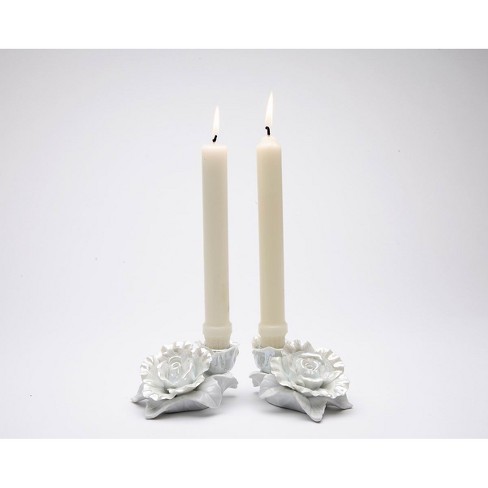 Kevins Gift Shoppe Ceramic White Rose Candle Holder-Set of 2 - image 1 of 3