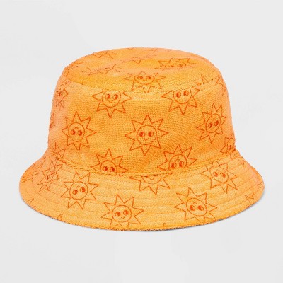 Image of Baby Boys' Towel Terry Sun Printed Bucket Hat - Cat & Jack™ Orange 12-24M