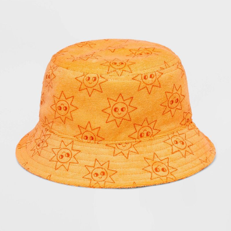 Baby Towel Terry Sun Printed Bucket Hat - Cat & Jack™ Orange, 1 of 4