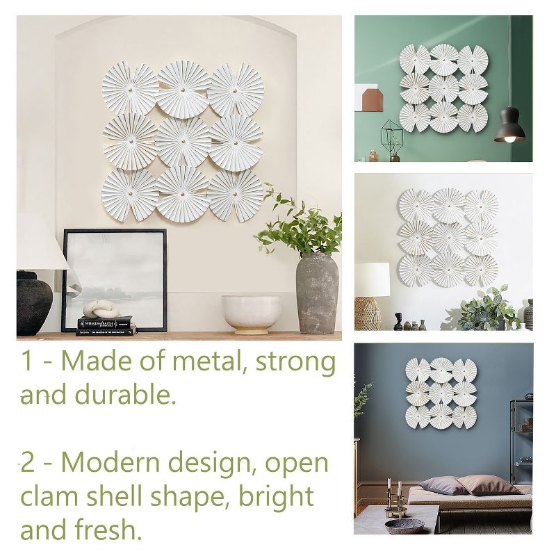 LuxenHome White and Gold Metal Abstract Seashell Wall Decor, 5 of 15