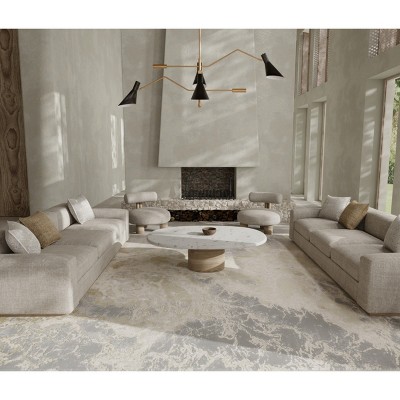 Aura Beige and Gray Abstract Rectangular Area Rug