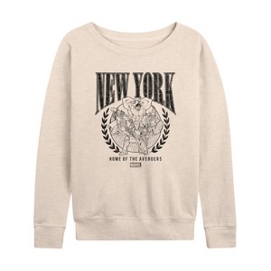 Women's - Marvel - Avengers NYC Lightweight French Terry Wide Neck Long Sleeve Shirt - 1 of 4