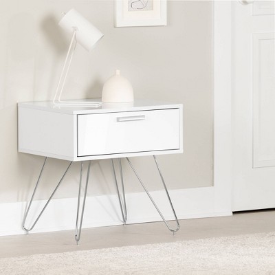 Slendel Pure White Mid-Century Scandinavian 1-Drawer Nightstand