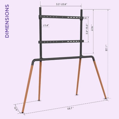 Black and Wood Easel TV Stand with Mount for 42"-84" TVs