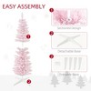 5FT Snow Flocked Artificial Pencil Christmas Tree, Slim Xmas Tree with Realistic Branches and Plastic Base Stand for Indoor Decoration, Pink - 3 of 4