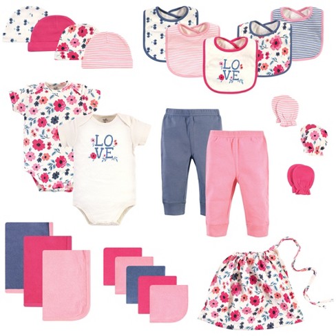 Baby Girl Layette Set, Bebe Wrap, Dusty Rose, Bebe Organic